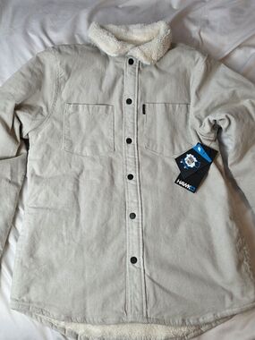 Tony Hawk Men's Sherpa-Lined Off White Workshirt Jacket Med NWT